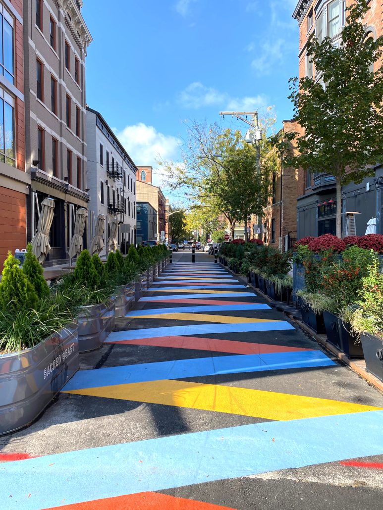 A painted street in Over-the-Rhine Cincinnati.