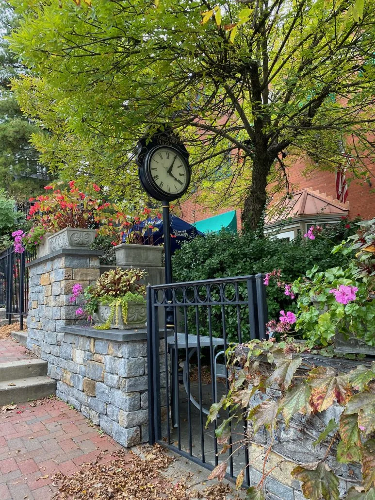 A walkway lined with flowers in Mt. Adams.