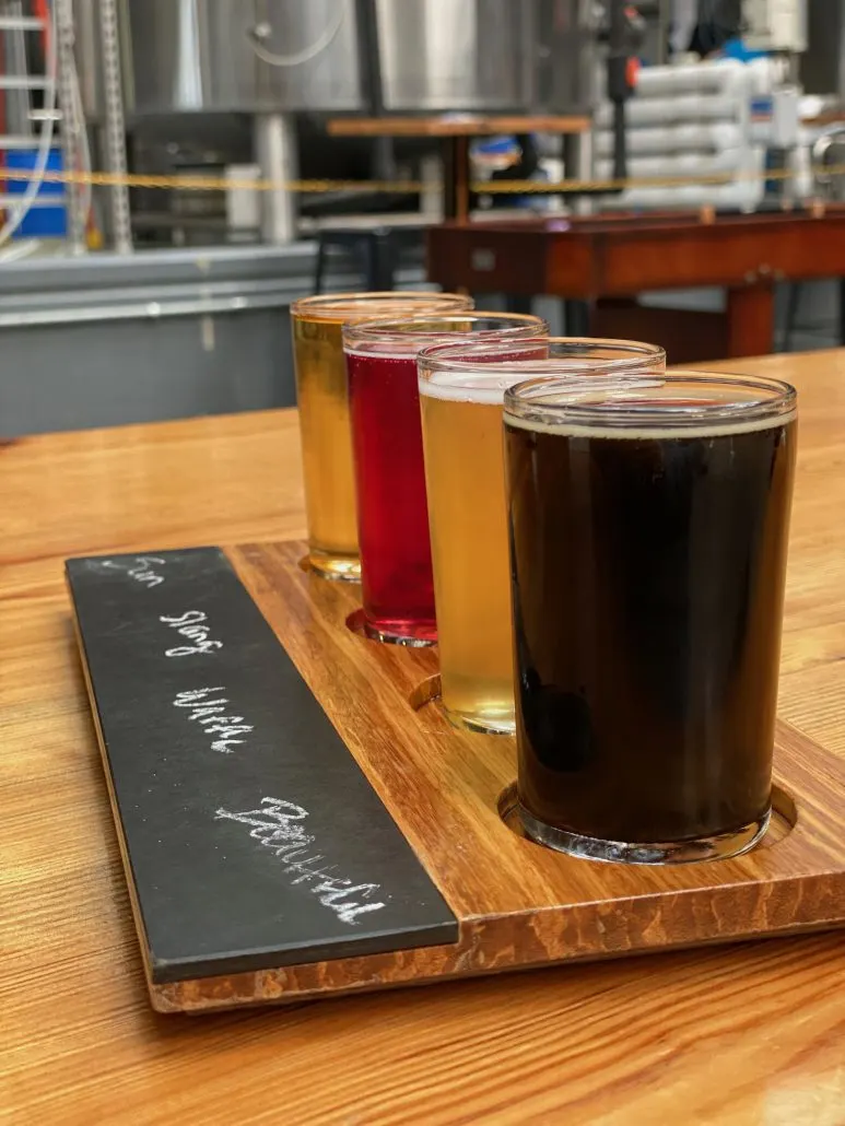 A beer flight at Rhinegeist.