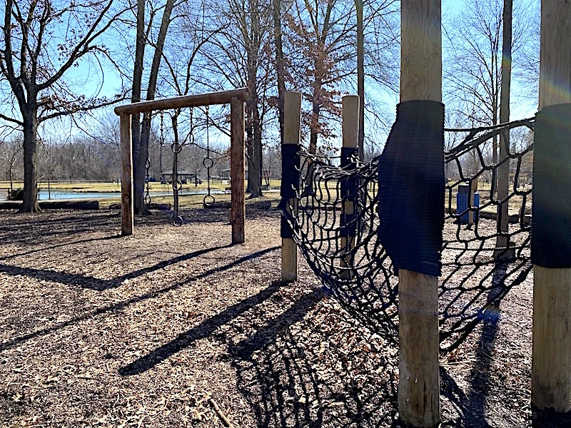 The natural play area at Woodside Green Park in Gahanna.