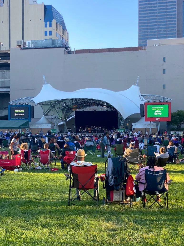 A free outdoor concert at Columbus Commons in downtown Columbus.