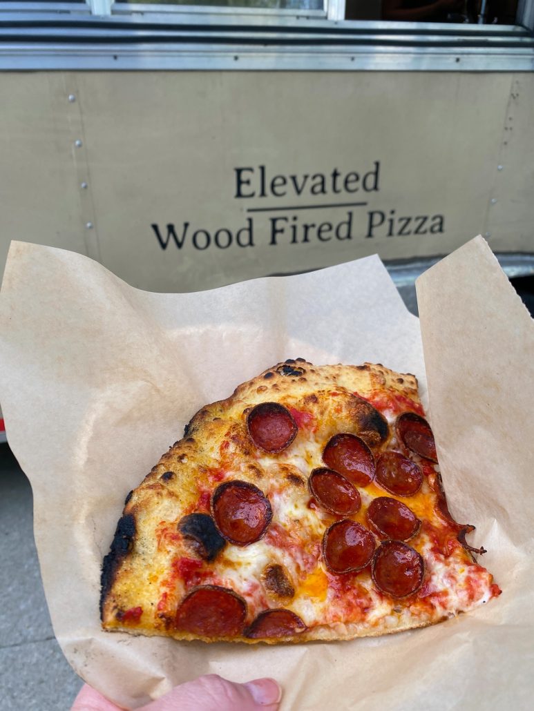 A slice of pizza at Food Truck Food Court at Columbus Commons.