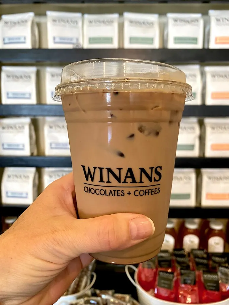 An iced coffee at Winans Coffee & Chocolate in German Village, Columbus, Ohio.