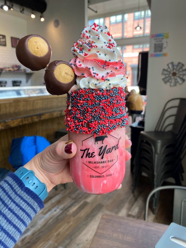 An extreme milkshake from The Yard Milkshake bar in downtown Columbus, Ohio.