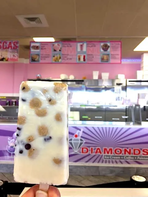 A cookies and cream paleta from Diamond's Ice Cream in Columbus OH.