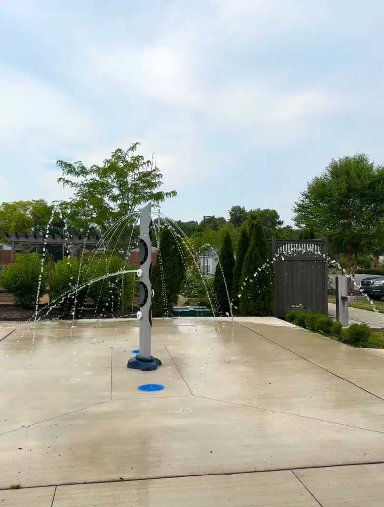 A free splash pad for kids at Schneider Park in Bexley, Ohio.