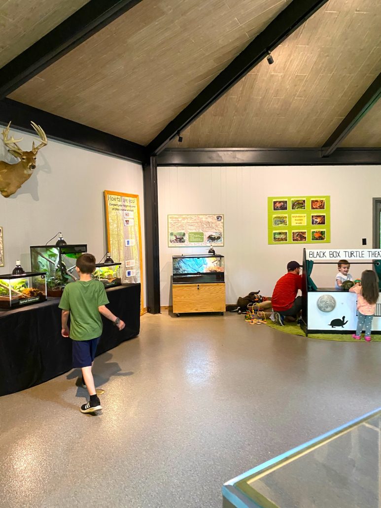 Kids inside the Nature Center at Blacklick Woods.