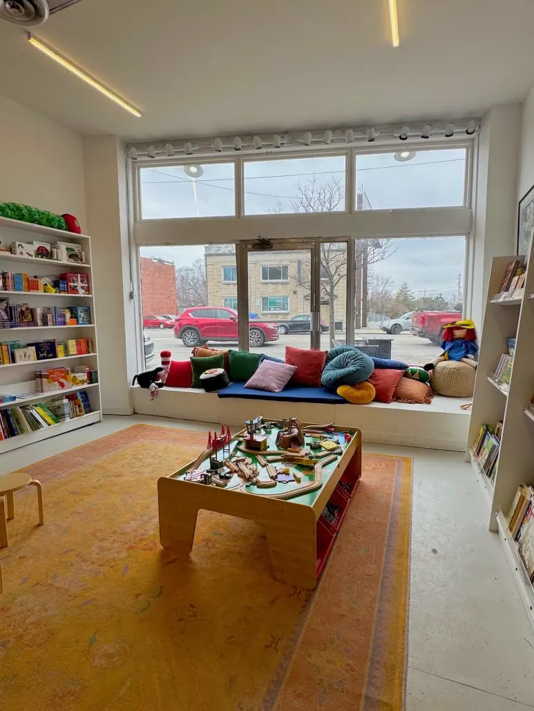 The children's section with a window seat at Clintonville Books.