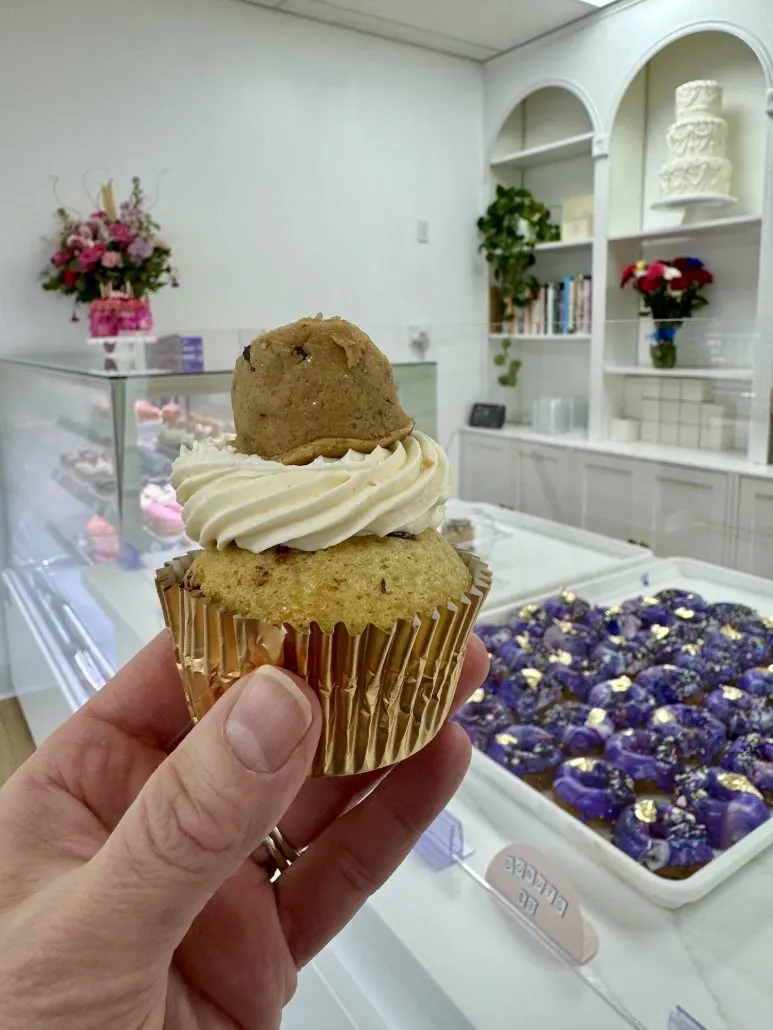 A cookie-dough topped cupcake at Love Riley in Columbus, Ohio.