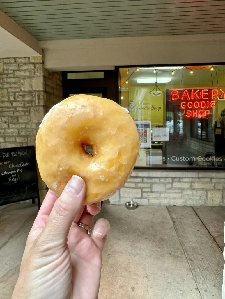 A glazed donut from The Original Goodie shop, a bakery in Upper Arlington, Ohio.