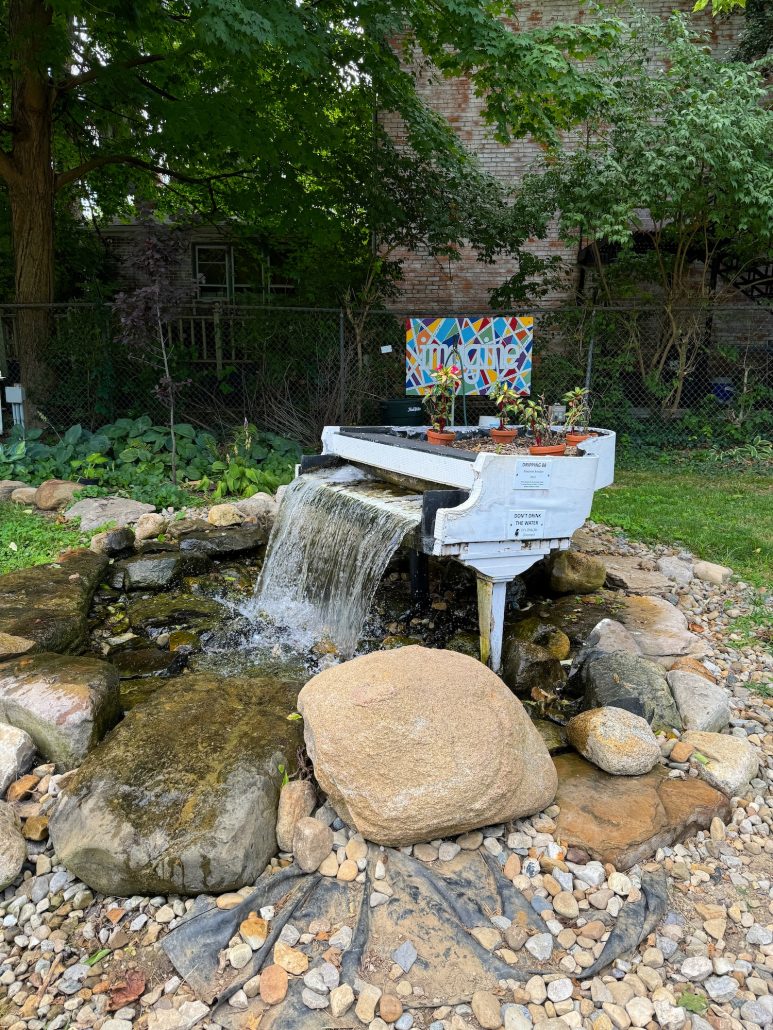 A piece of artwork called Dripping 88 in Boardman Arts Park in Delaware, Ohio.