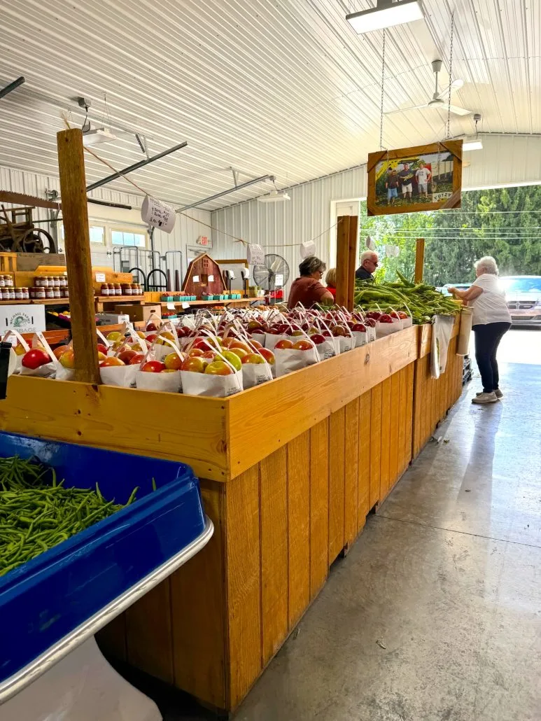 Fresh produce in the Corn Bin at Yutzy's Farm Market in Plain City, Ohio.