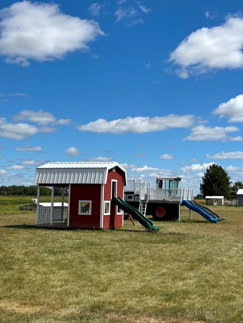 Play structures for kids at Yutzy's farm market.