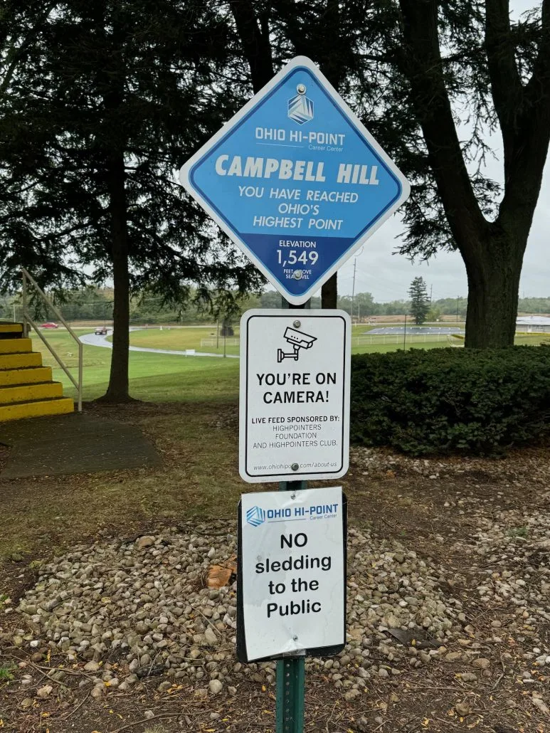 A sign at Campbell Hill, Ohio's Highest Point.