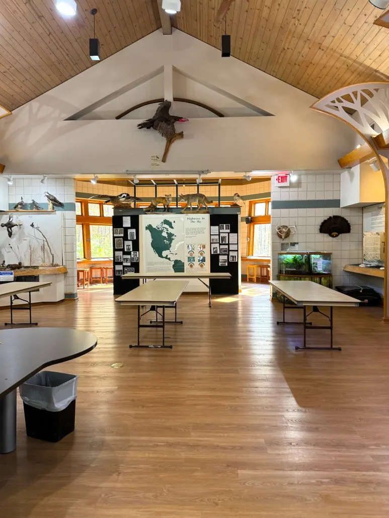 Exhibits inside the Nature Center at Blendon Woods.