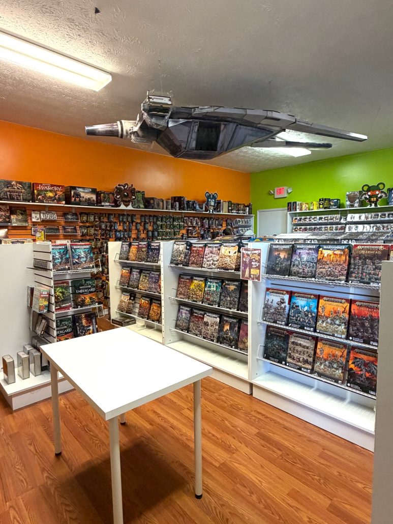 A selection of games and toys at Packrat Comics in Hilliard, Ohio.