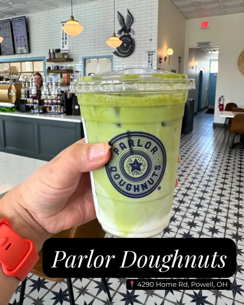 An iced matcha at Parlor Doughnuts.