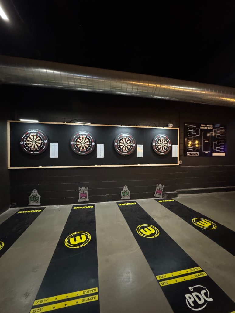 Indoor darts at Dueling Axes in Grove City, Ohio.